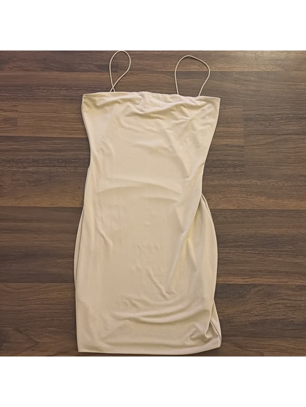 Women’s Lilac Ribbed Bodycon Mini Dress Beige Spaghetti Strap Size M